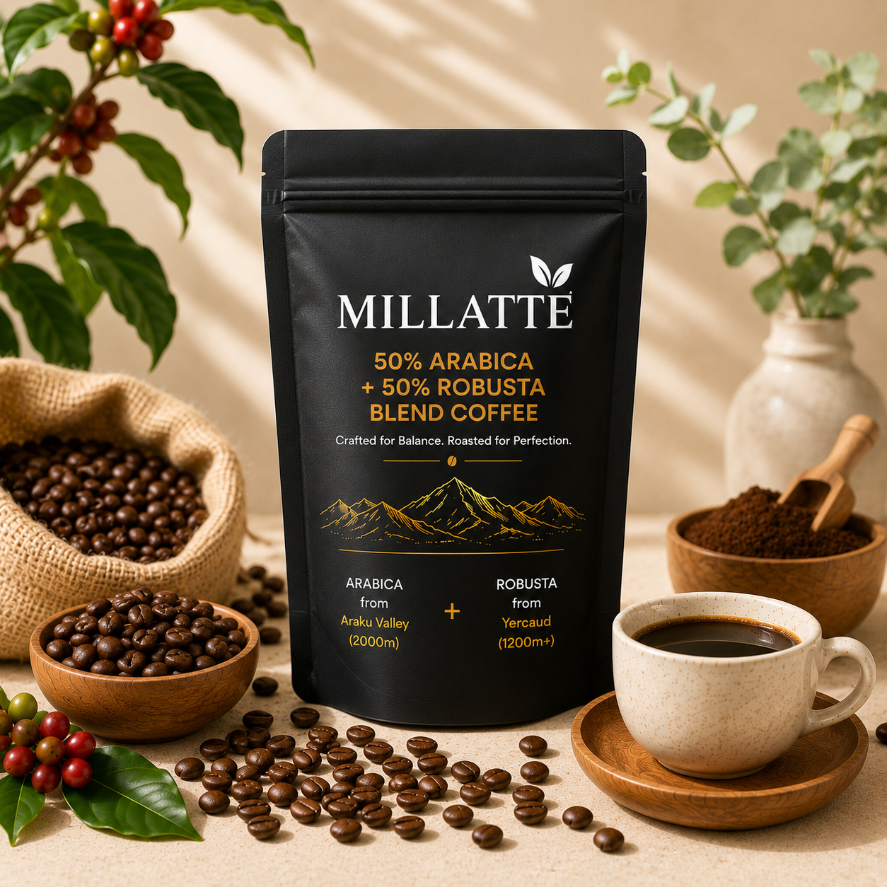 50% Arabica + 50% Robusta Blend Coffee 1 50% Arabica + 50% Robusta Blend Coffee